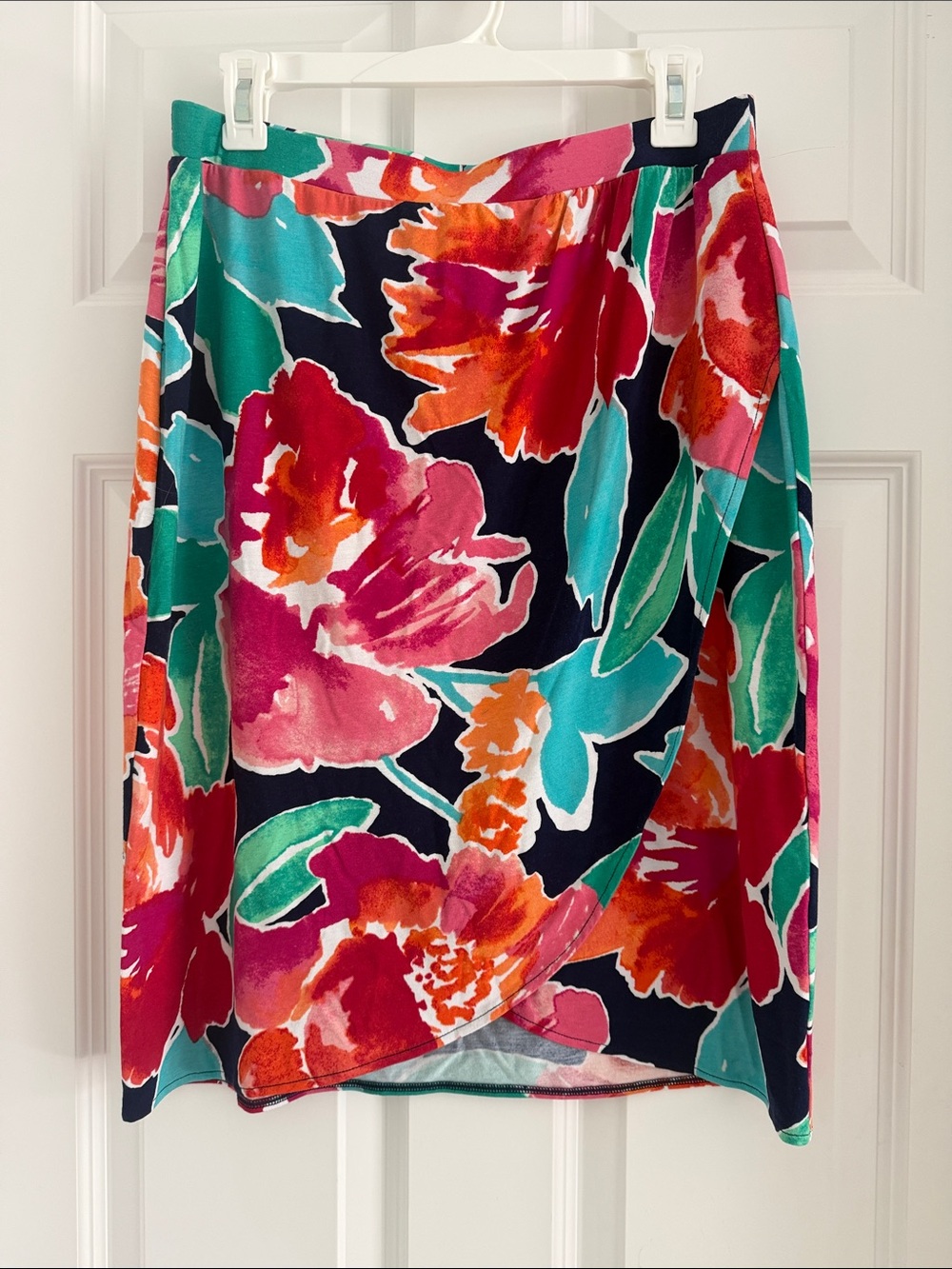 Liz Claiborne Floral Wrap Skirt in Navy, Pink, Teal, Orange